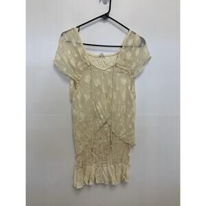 Vintage Anna Sui Cream Boho Silk Sleeveless Blouse Size Small￼